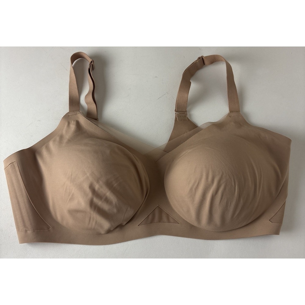 Honeylove Crossover Wireless Bra Smoothing Sand Tan Brown Plus Size 2X 42c/d